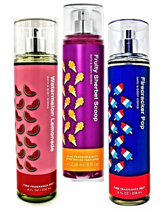 FIRECRACKER POP + FRUITY SHERBET SCOOP + WATERMELON LEMONADE Bath & Body Works Mist Trio product image 1