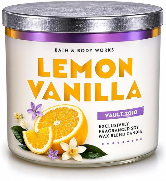 LEMON VANILLA Bath & Body Works 3 Wick Candle