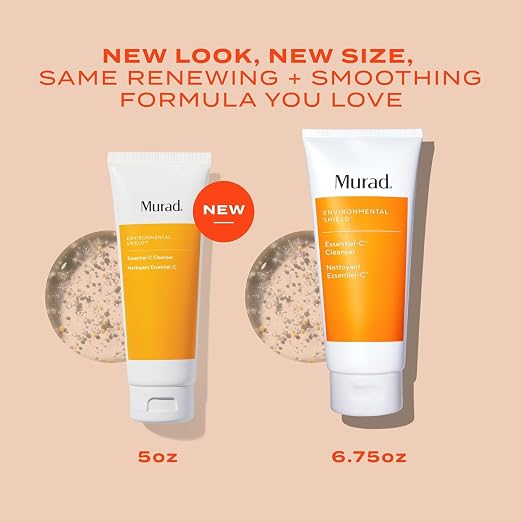 Murad Essential-C Facial Cleanser - box and bottle close-up - Murad vitamin C foaming facial cleanser