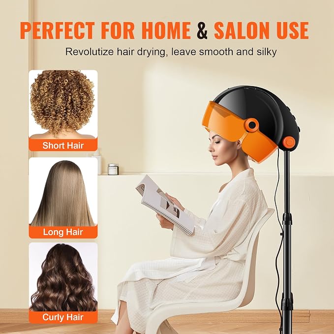 VEVOR VEVOR Ionic Hooded Hair Dryer 1875W Black product image 6
