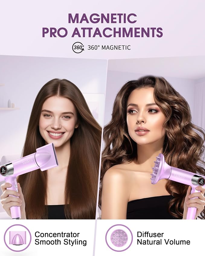 Yaskro Yaskro High Speed Ionic Hair Dryer with LED Display Purple product image 7