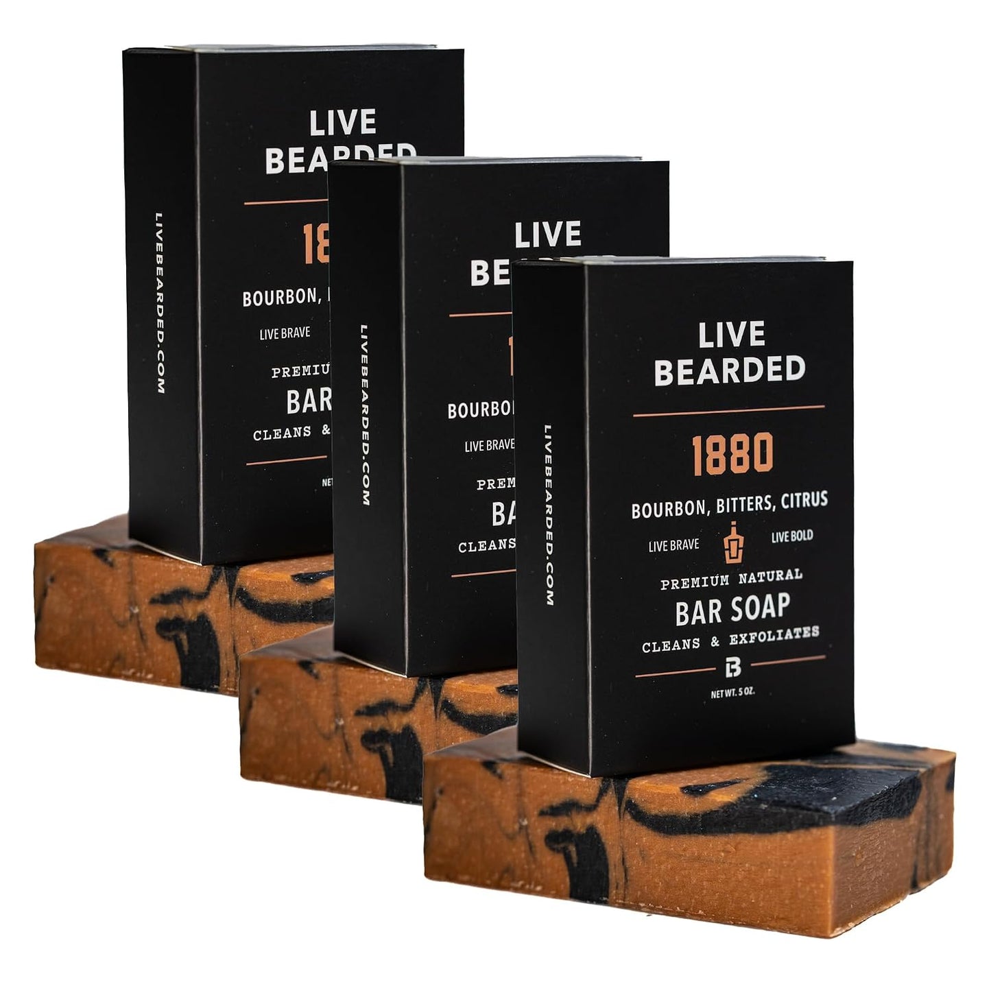LIVE BEARDED Bar Soap for Men 1880 3 Pack product image 1
