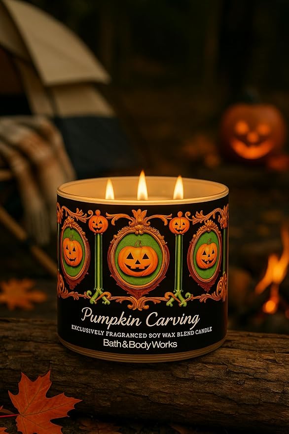 PUMPKIN CARVING Bath & Body Works 3 Wick Candle alternate view 2