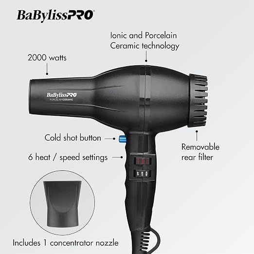 BaBylissPRO BaBylissPRO Porcelain Ceramic 2800 Hair Dryer product image 3