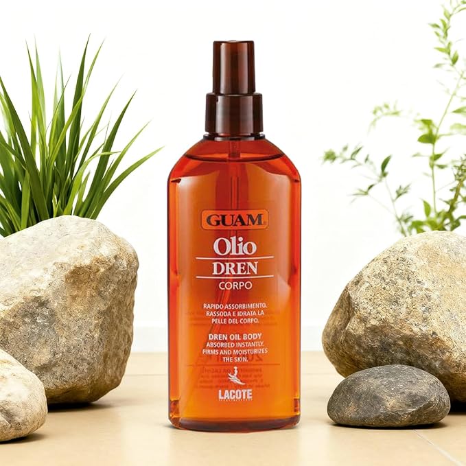 GUAM DREN Seaweed Massage Oil with Green Tea - 200 ml, premium Italian marine skincare presentation