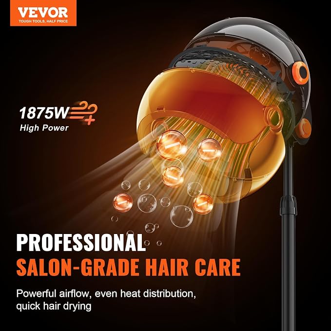 VEVOR VEVOR Ionic Hooded Hair Dryer 1875W Black product image 3