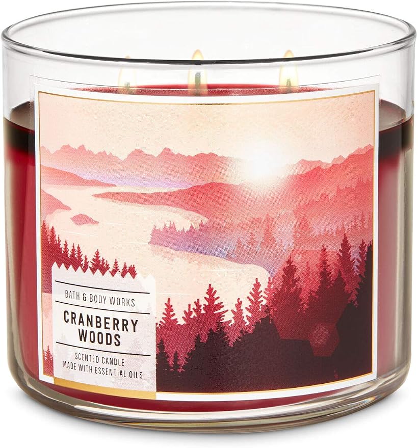 CRANBERRY WOODS Bath & Body Works 3 Wick Candle