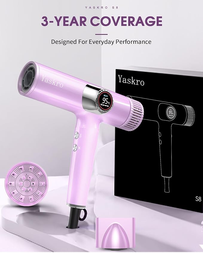 Yaskro Yaskro High Speed Ionic Hair Dryer with LED Display Purple product image 9