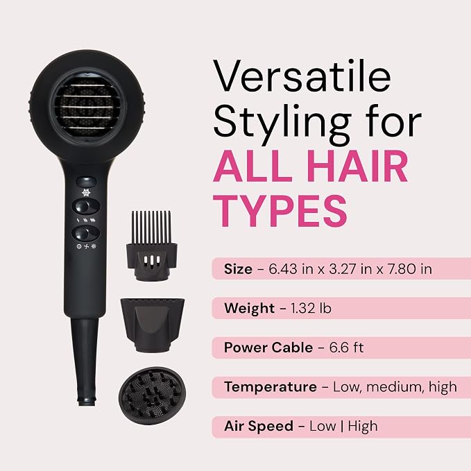 L'ANGE HAIR L'ANGE HAIR PowerStyle Turbo Ionic Hair Dryer Black product image 8