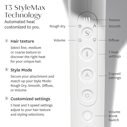 T3 T3 Featherweight StyleMax Professional Ionic Hair Dryer White product image 2