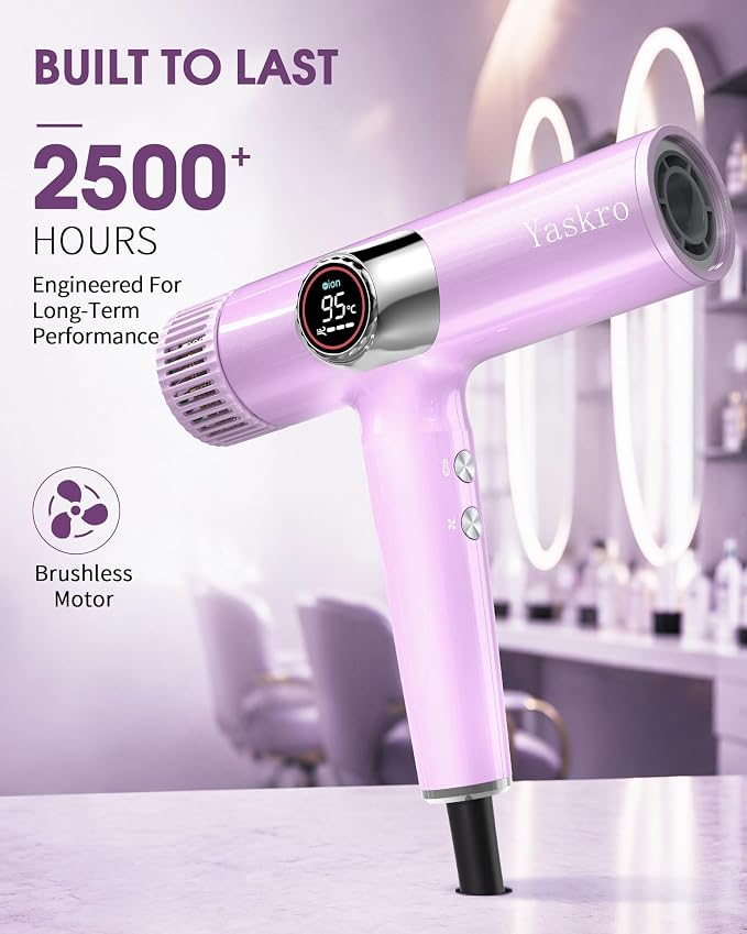 Yaskro Yaskro High Speed Ionic Hair Dryer with LED Display Purple product image 8