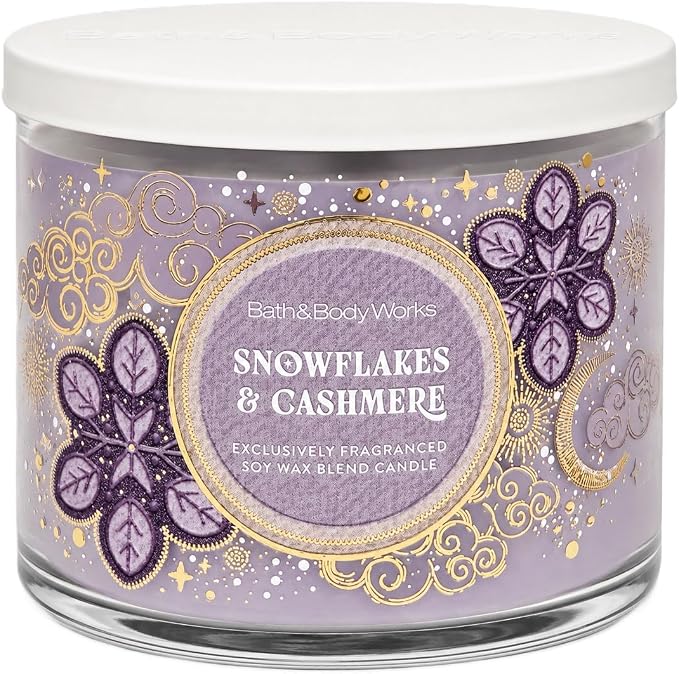 SNOWFLAKES & CASHMERE Bath & Body Works 3 Wick Candle