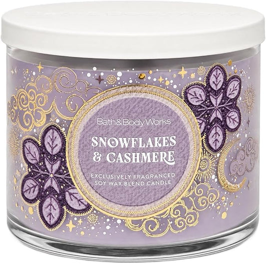 SNOWFLAKES & CASHMERE Bath & Body Works 3 Wick Candle