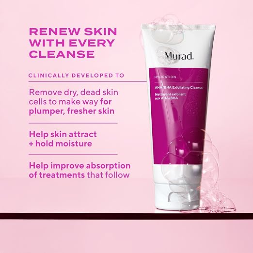 Murad AHA/BHA Exfoliating Cleanser - side packaging view - Murad AHA BHA exfoliating cleanser