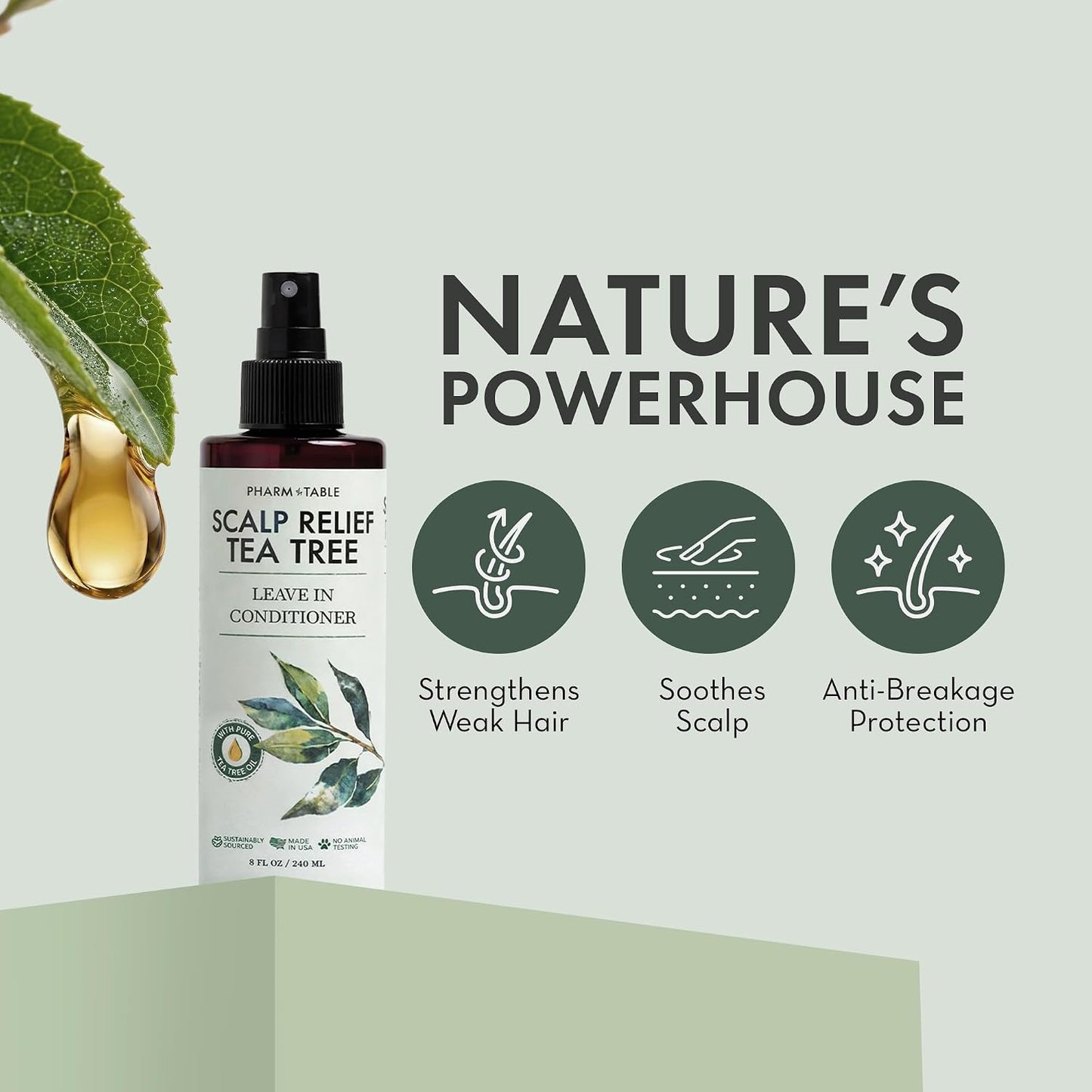 PHARM TO TABLE Tea Tree Scalp Relief Leave In Conditioner 8 oz product image 3