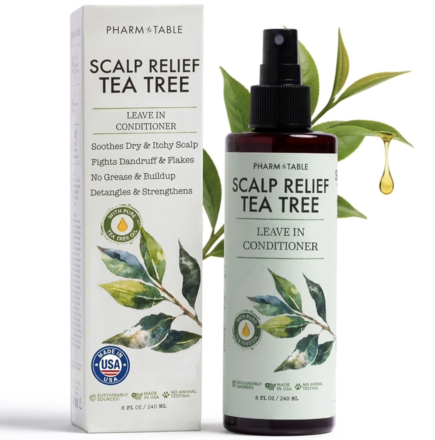 PHARM TO TABLE Tea Tree Scalp Relief Leave In Conditioner 8 oz product image 1