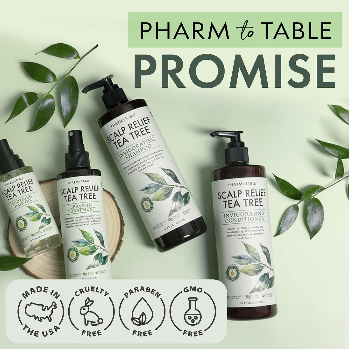 PHARM TO TABLE Tea Tree Scalp Relief Leave In Conditioner 8 oz product image 7
