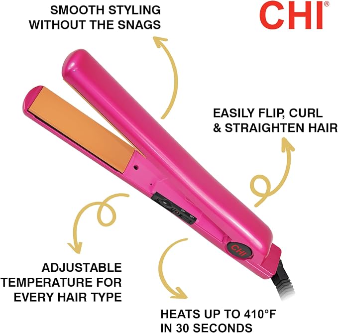CHI CHI Tourmaline Ceramic Flat Iron Hair Straightener 1 Inch Pure Pink product image 2