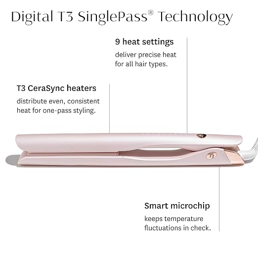 T3 T3 SinglePass Smooth X Professional Flat Iron Satin Blush product image 3