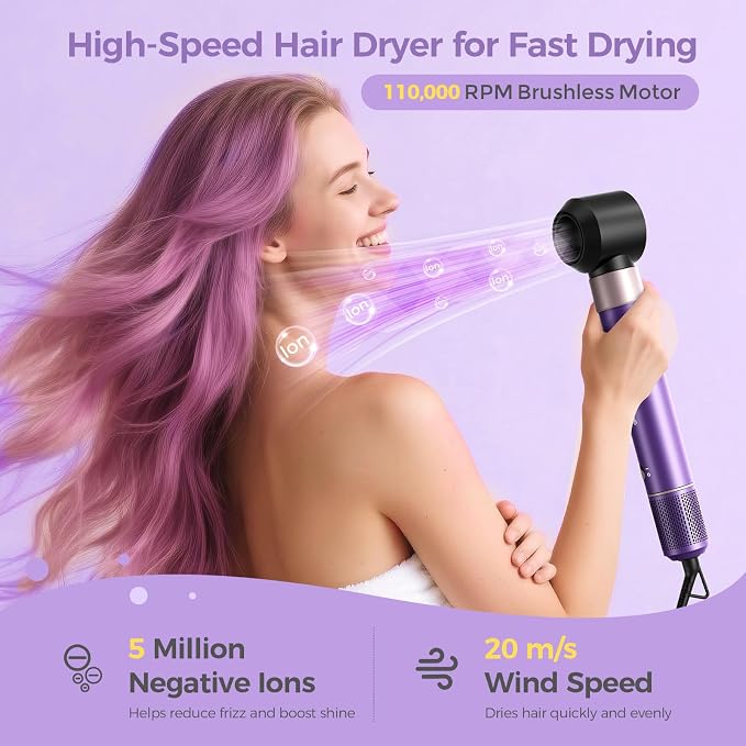 Vincofy Vincofy 7 in 1 Hair Styler Dryer Brush Set Purple product image 4