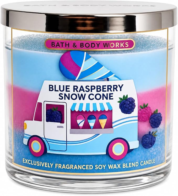 BLUE RASPBERRY SNOW CONE Bath & Body Works 3 Wick Candle