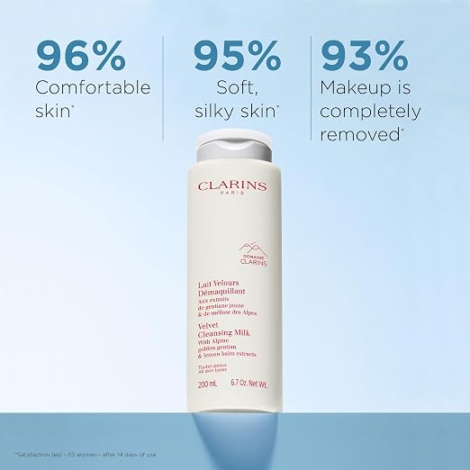 CLARINS Velvet Cleansing Milk product packaging and jar or bottle view for a luxury facial cleansing routine