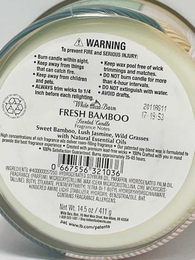 FRESH BAMBOO Bath & Body Works 3 Wick Candle alternate view 2