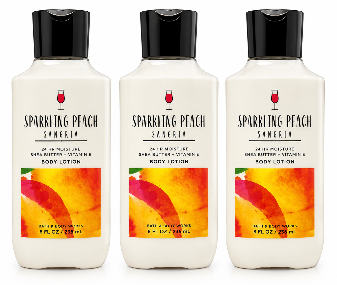 SPARKLING PEACH SANGRIA Bath & Body Works Body Lotion 3-Pack