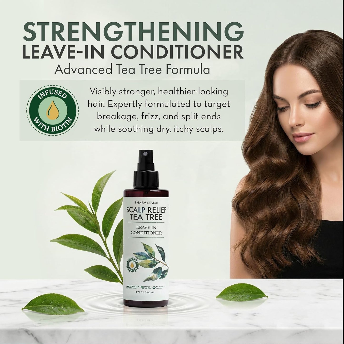 PHARM TO TABLE Tea Tree Scalp Relief Leave In Conditioner 8 oz product image 2