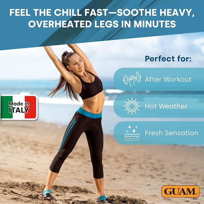 GUAM DREN Cold-Formula Seaweed Body Cream for Heavy-Looking Legs - 200 ml, formula texture and product details