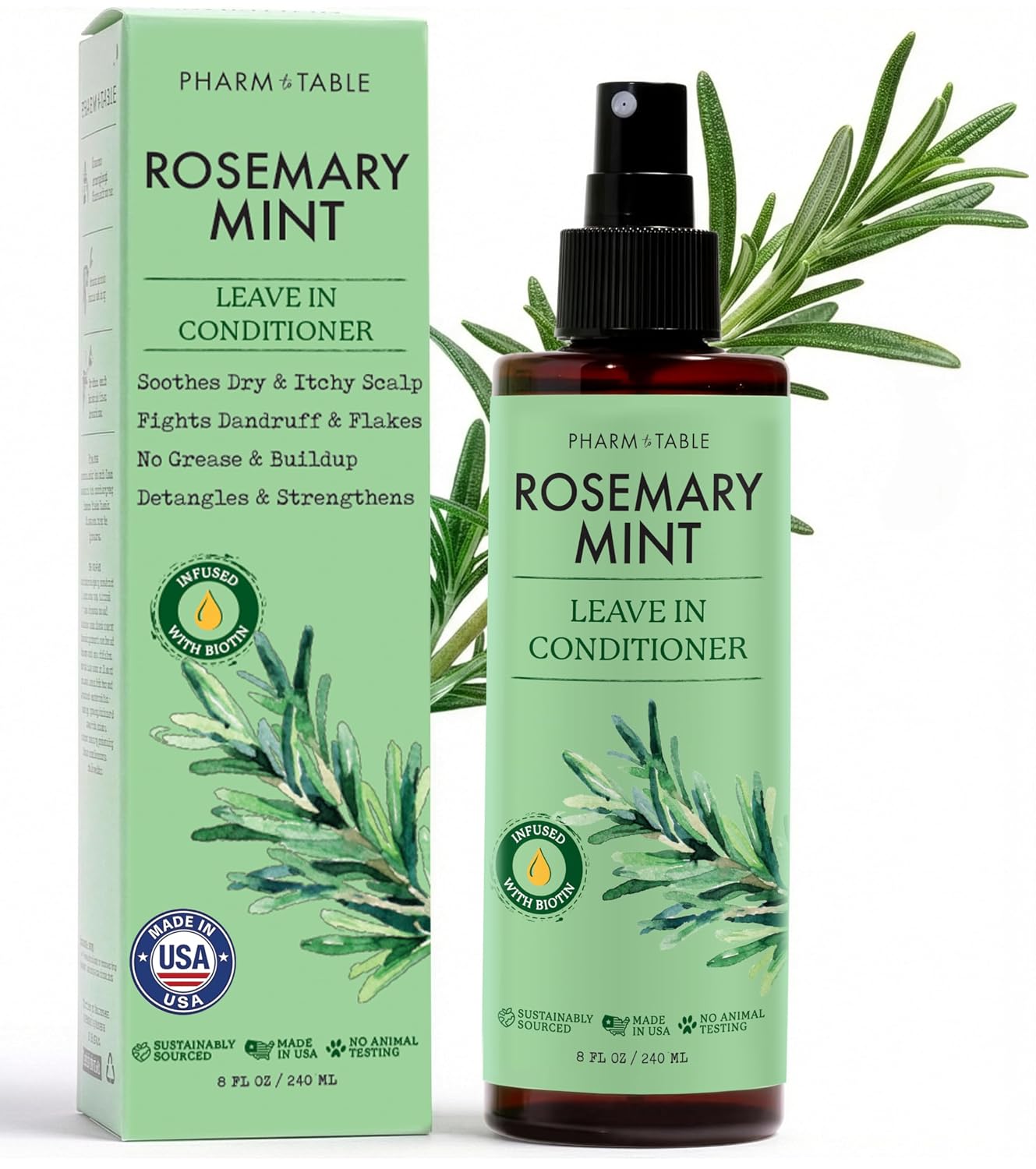 PHARM TO TABLE Rosemary and Mint Leave In Conditioner 8 oz product image 1