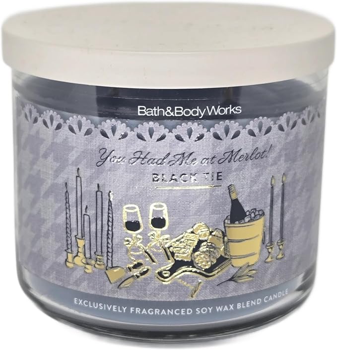 BLACK TIE Bath & Body Works 3 Wick Candle