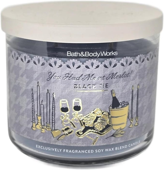 BLACK TIE Bath & Body Works 3 Wick Candle