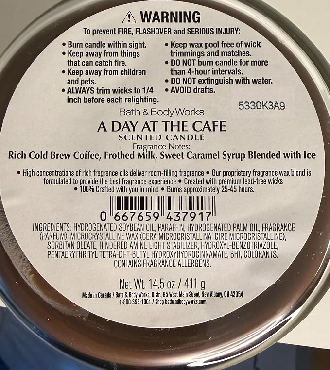 A DAY AT THE CAFÉ Bath & Body Works 3 Wick Candle alternate view 2