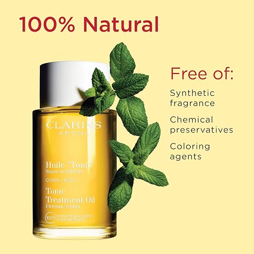 CLARINS Tonic Body Treatment Oil ingredient or formula highlight image for firming body care and skin elasticity