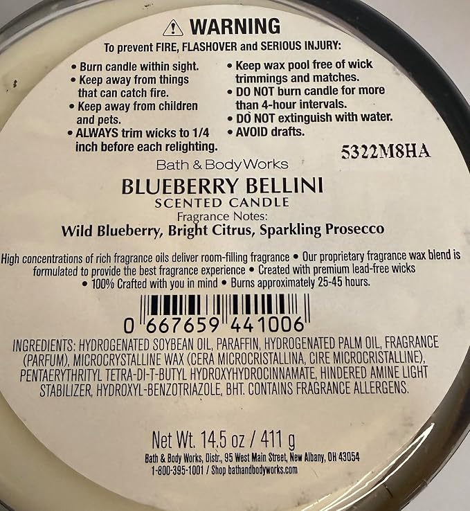 BLUEBERRY BELLINI Bath & Body Works 3 Wick Candle alternate view 2