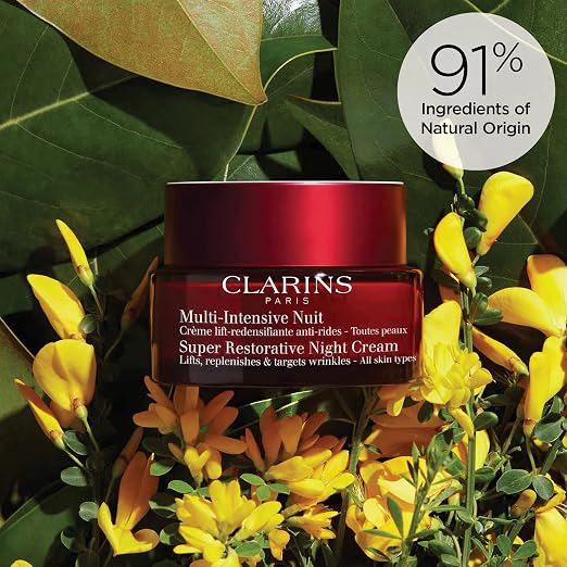 CLARINS Super Restorative Night Cream ingredient or formula highlight image for luxury anti-aging skincare and hydration