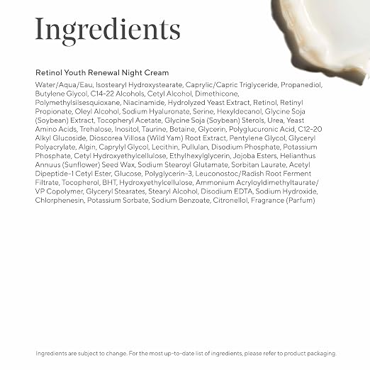 Murad Retinol Youth Renewal Night Cream - ingredient and routine view - Murad retinol anti-aging night cream