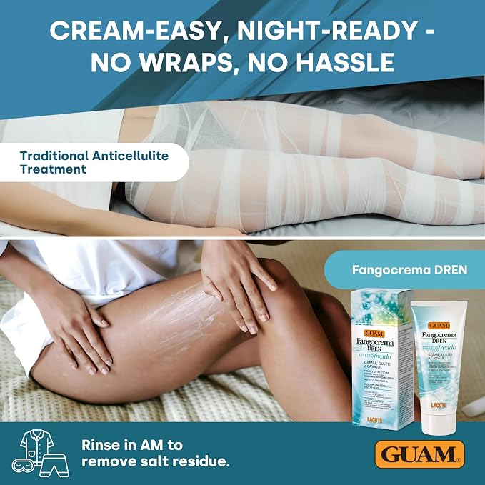 GUAM DREN Cold-Formula Seaweed Body Cream for Heavy-Looking Legs - 200 ml, lifestyle product presentation