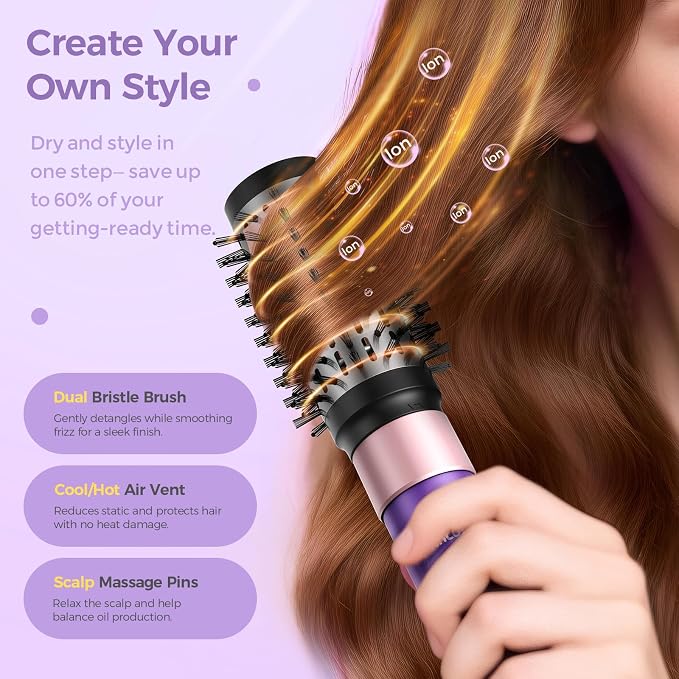 Vincofy Vincofy 7 in 1 Hair Styler Dryer Brush Set Purple product image 6