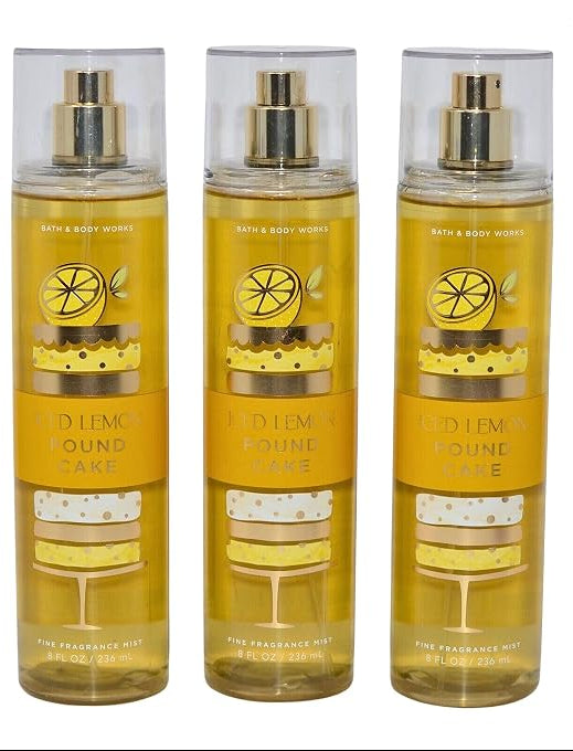 ICED LEMON POUND CAKE Bath & Body Works Fragrance Mist 3 Pack