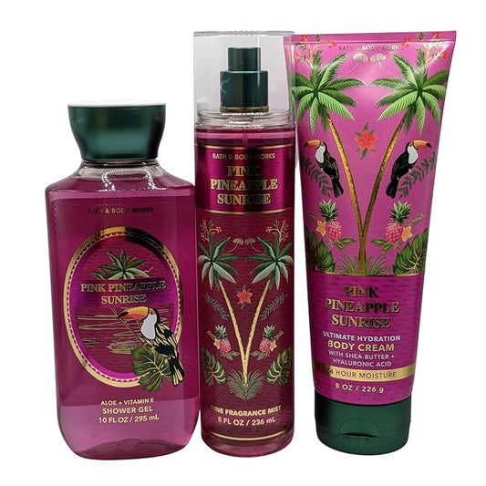 PINK PINEAPPLE SUNRISE Bath & Body Works 3 Steps
