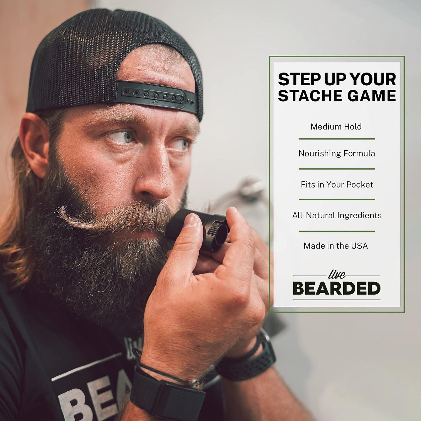 LIVE BEARDED Mustache Wax Stick Straight Up 0.35 oz product image 4