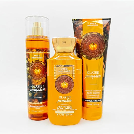 GLAZED PUMPKIN Bath & Body Works 3 Steps