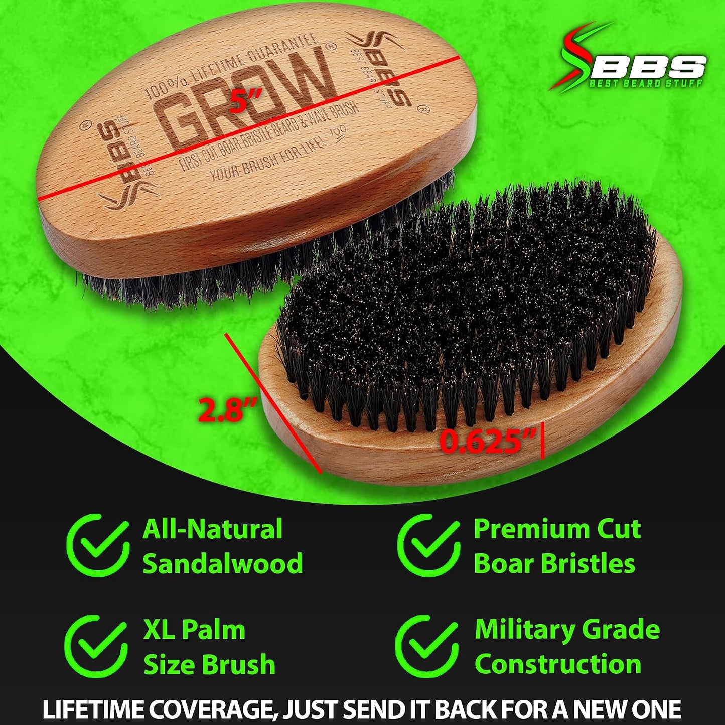 BBS BEST BEARD STUFF GROW Boar Bristle Beard and Wave Brush product image 7
