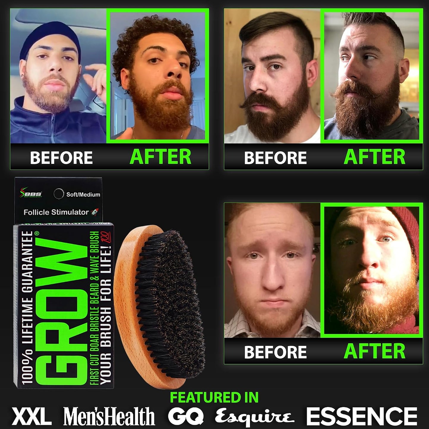BBS BEST BEARD STUFF GROW Boar Bristle Beard and Wave Brush product image 4
