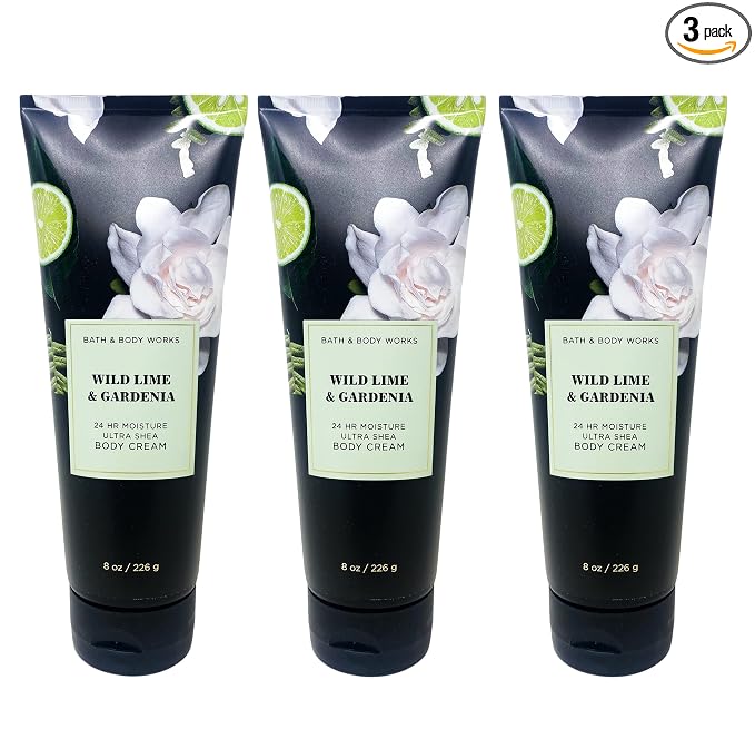 WILD LIME & GARDENIA Bath & Body Works Body Cream 3 Pack