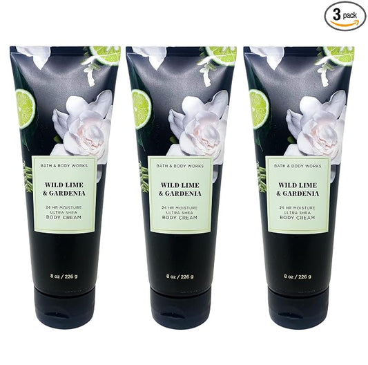 WILD LIME & GARDENIA Bath & Body Works Body Cream 3 Pack