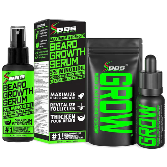 BBS BEST BEARD STUFF GROW XXL Beard Oil and 5 Percent Minoxidil Serum Bundle product image 1