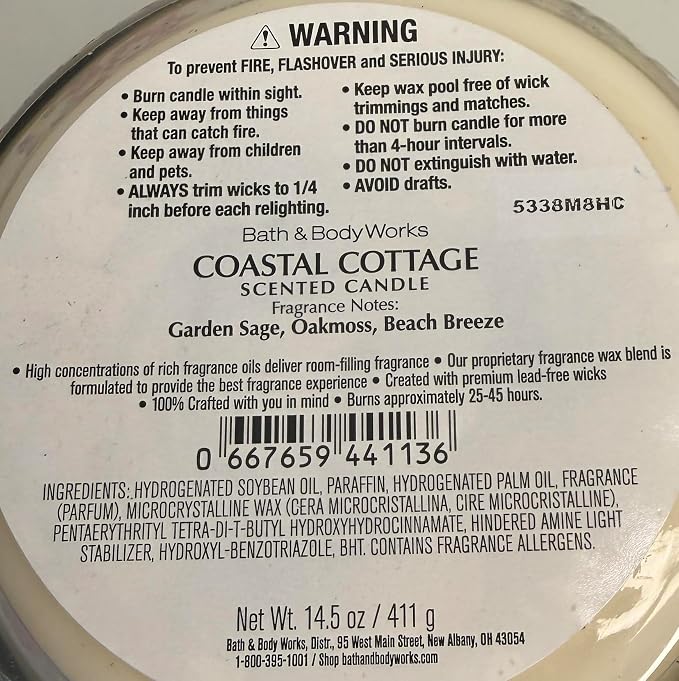 COASTAL COTTAGE Bath & Body Works 3 Wick Candle alternate view 2